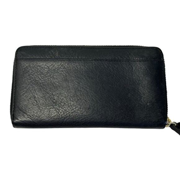 Vtg KATE SPADE New York Black Genuine Pebbled Leather Zip Around Wallet Clutch - Picture 5 of 12